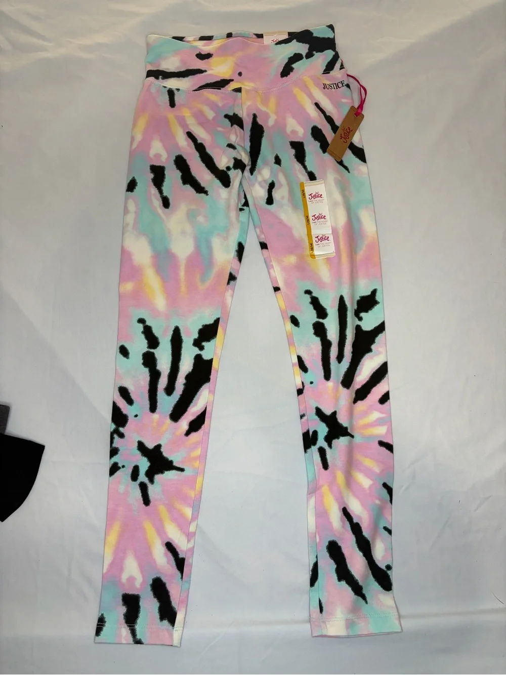 Lot of 3 Justice Girls' Tie-Dye, Black & Gray Leggings Size L 12/14 New